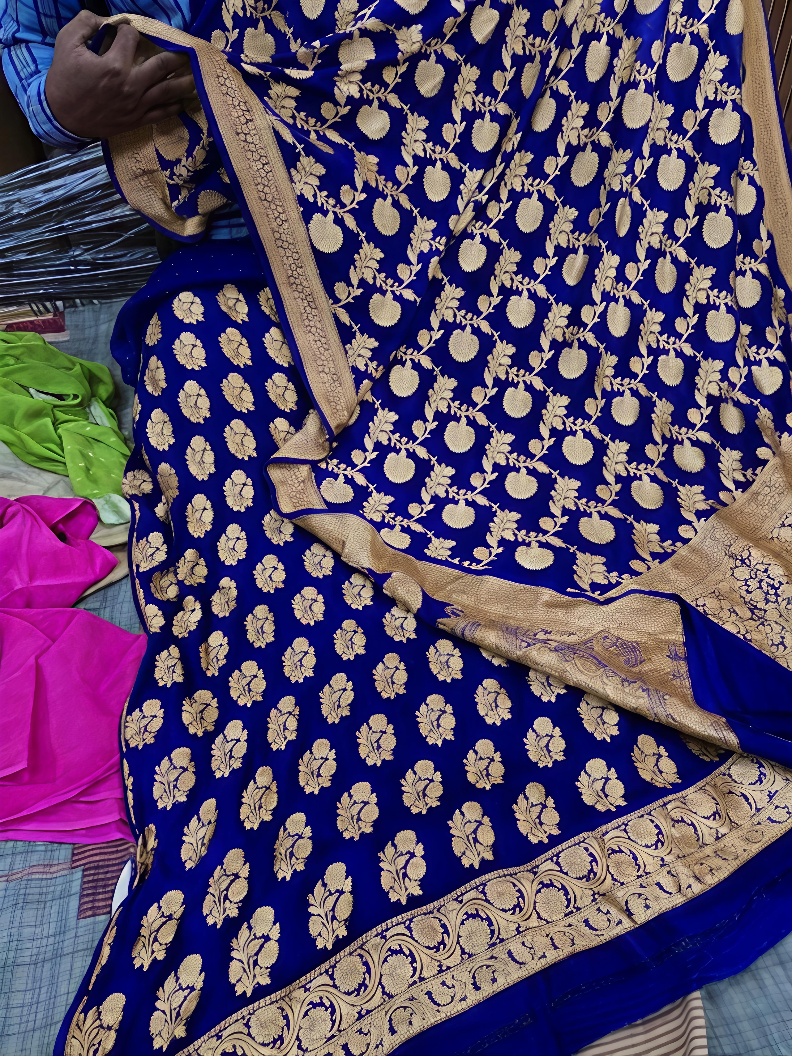 Pure Khaddi Georgette Water Zari