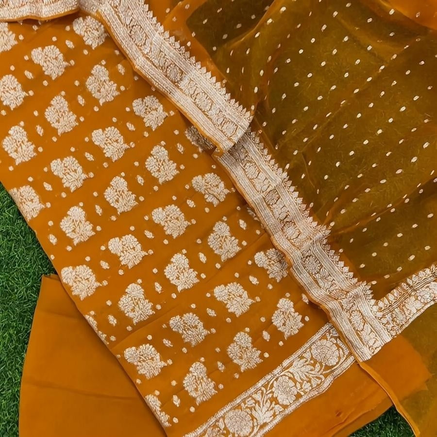 Pure Khaddi Chiffon Silver Zari